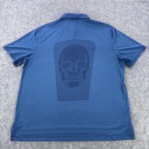 Robert Graham Polo Shirt Mens XL Blue Skull Back Classic Fit Golf Performance
